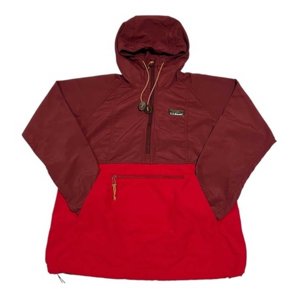 Mens Medium L.L. Bean Red and Burgundy Mountain Classic Anorak New Waterproof - Picture 2 of 11